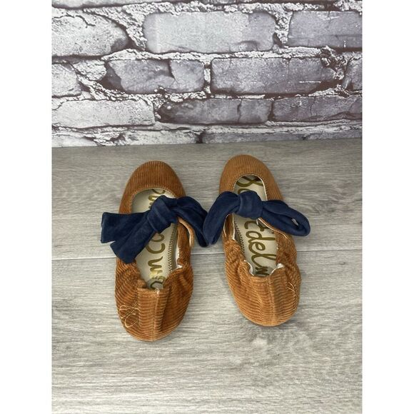 Sam Edelman Felicity Mustard Navy Bow Ballet Flats Shoes Big Kids Sz 3M US/34EU - Picture 6 of 16